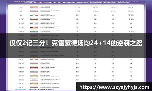 仅仅2记三分！克雷蒙德场均24+14的逆袭之路